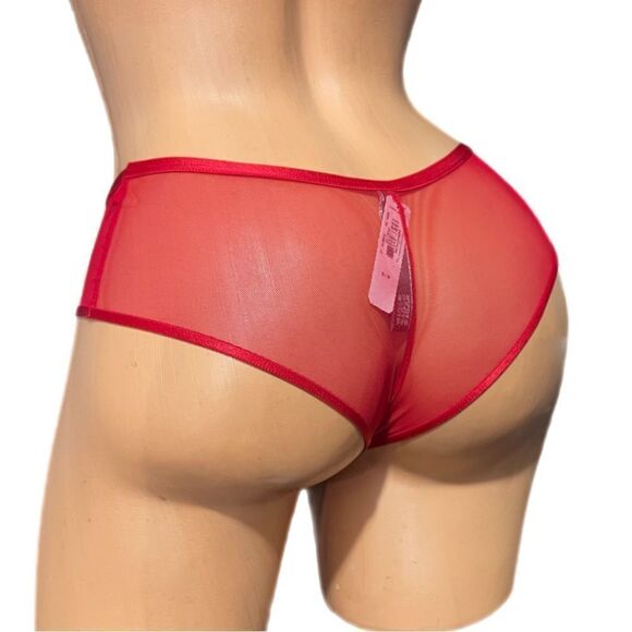 Victorias Secret Sexy Sheer Mesh Metallic hardware Heart cheeky panty Red Small - Picture 3 of 6